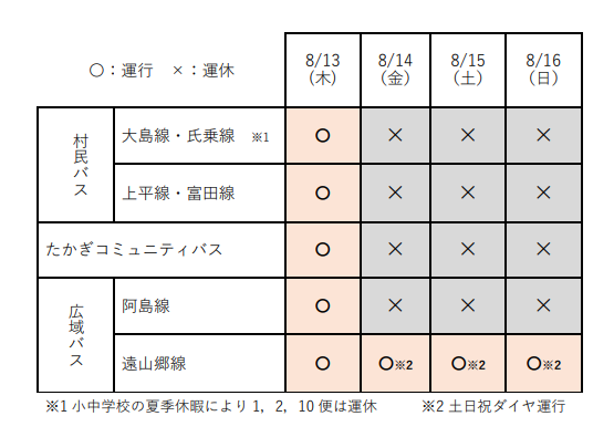 バスお盆運行2026