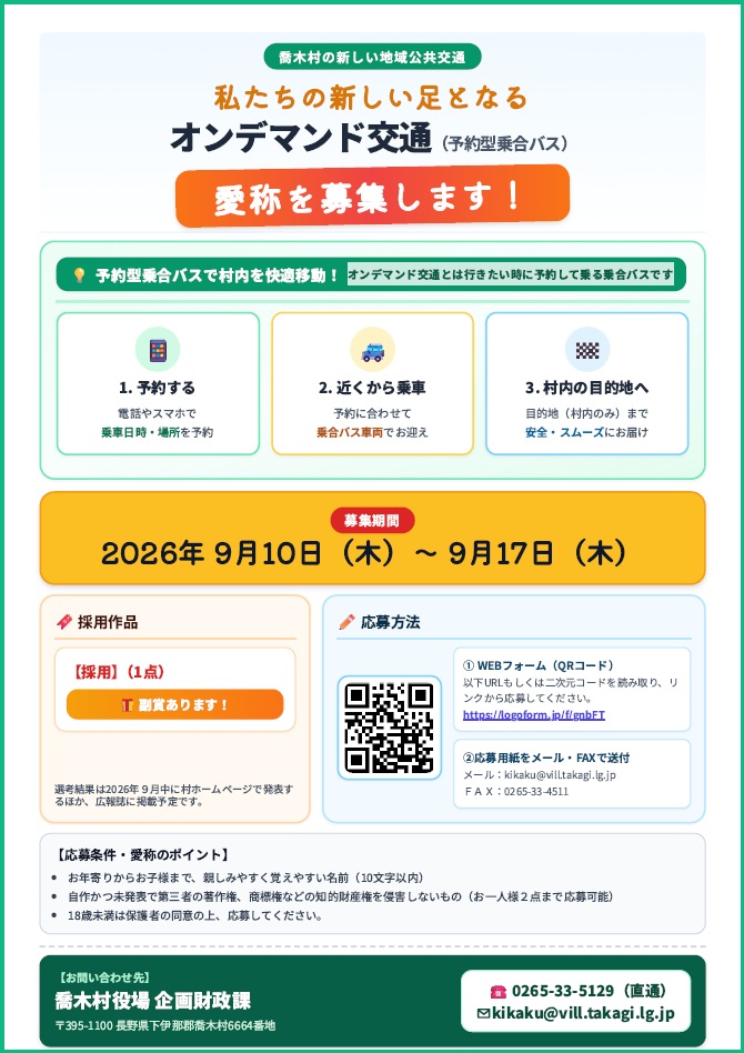 愛称募集 愛称募集